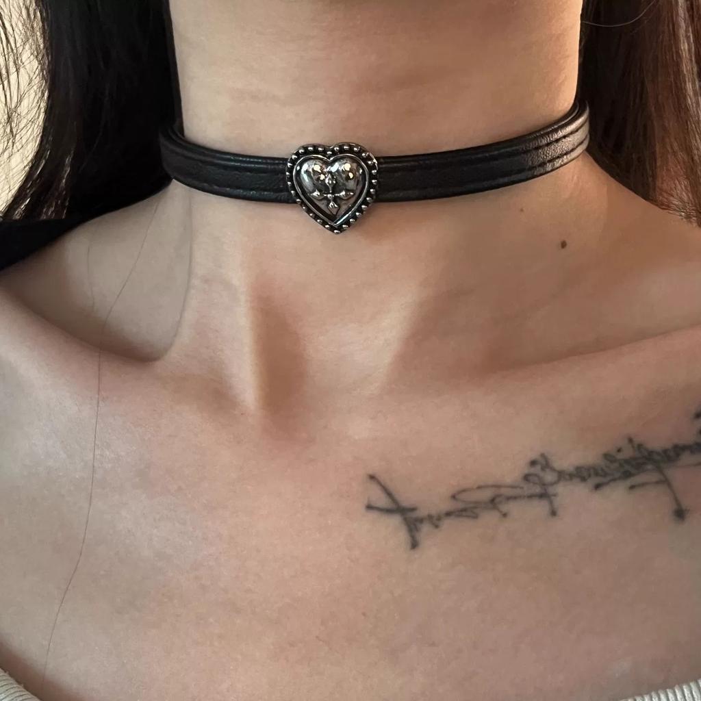 Texture Belt Buckle Neckchain Punk Dark Stackable Leather Unique Y2K Necklace Men Women Simple Choker Jewelry