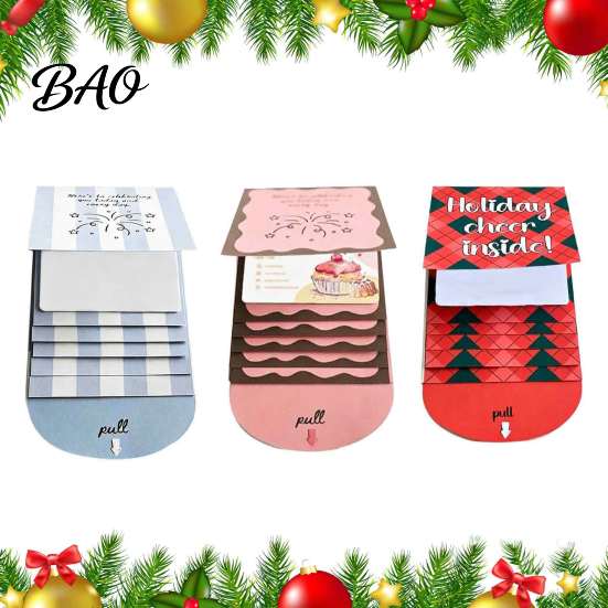 Christmas Party Exchange Gifts Handmade Waterfall Gift Card Booklet, Pull Out Book, Interactive Personalized Souvenir Cards Holiday Cash Envelopes,