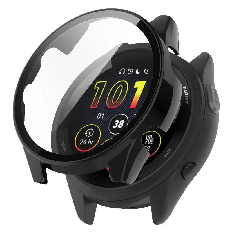 Чехол из ПК + закаленного стекла для Garmin Forerunner 165 165Music Защитная пленка для экрана высокой четкости для Forerunner165 Music чехол для часов