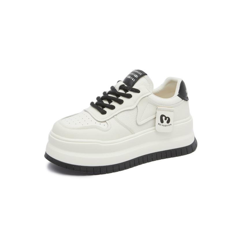 Подошва из всасывающей пленки, кожаные туфли на доске, женские, весна 2025, новые, на толстой подошве, белые туфли, увеличивающие рост, повседневные туфли, женские универсальные туфли, детские