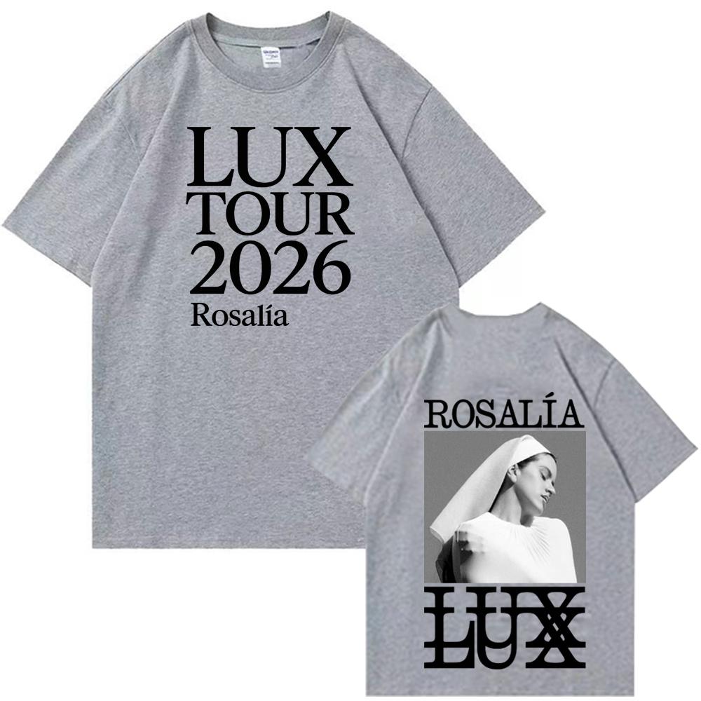 ROSALIA LUX тур Футболка 2026 ROSAIA Такая же, как на официальном сайте Высококачественная футболка Оверсайз Хлопок Харадзюку Круглый вырез ФУТБОЛКИ