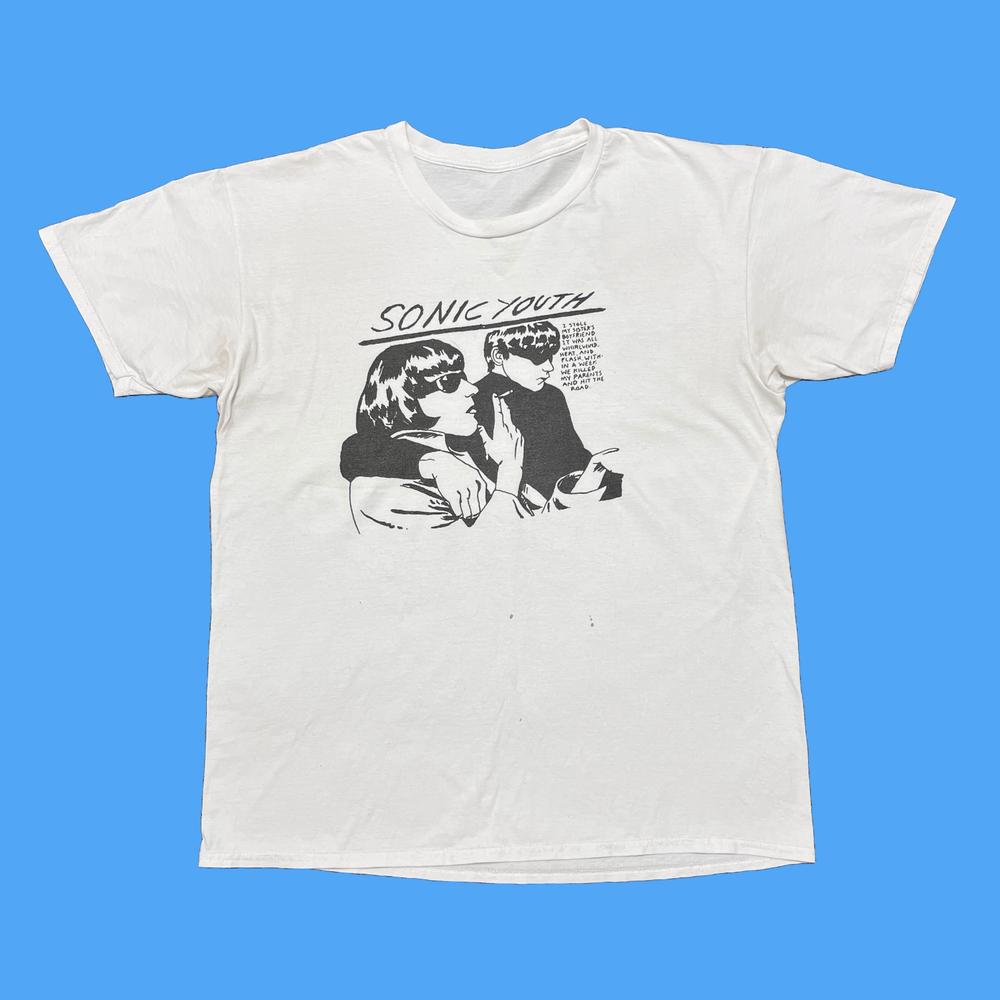 Sonic Youth Shirt White Rock Band Tee Tour Concert Butthole Surfers Nirvana 90s