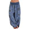 Women's Boho Mandala Print Harem Pants High Waist Fold Over Waistband Loose Wide Leg Long Casual Beach Trousers Summer Holiday Lounge Pants