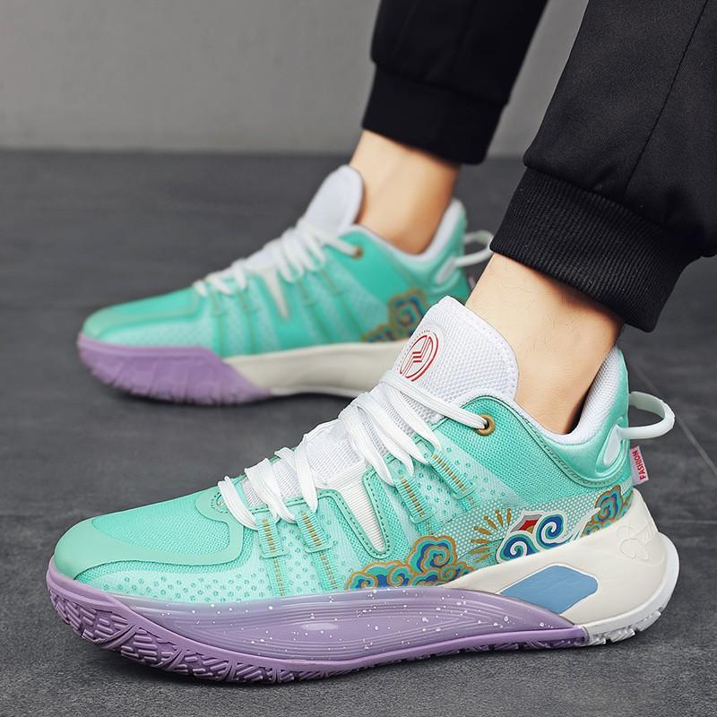 Mens Low-Cut Basketball Shoes Practice Performance Lightweight Breathable PU Mesh Sneakers