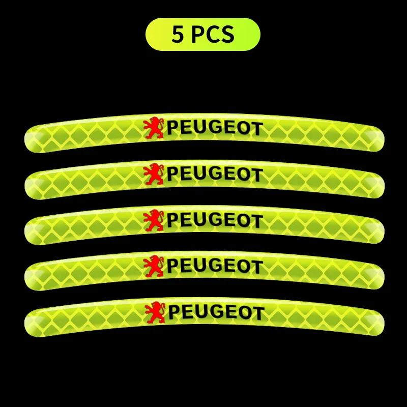 Car Sticker New Car Styling Wheel Hub Reflective Tire Rim Reflective Strips For Peugeot 206 208 306 307 308 407 408 508 2008 300