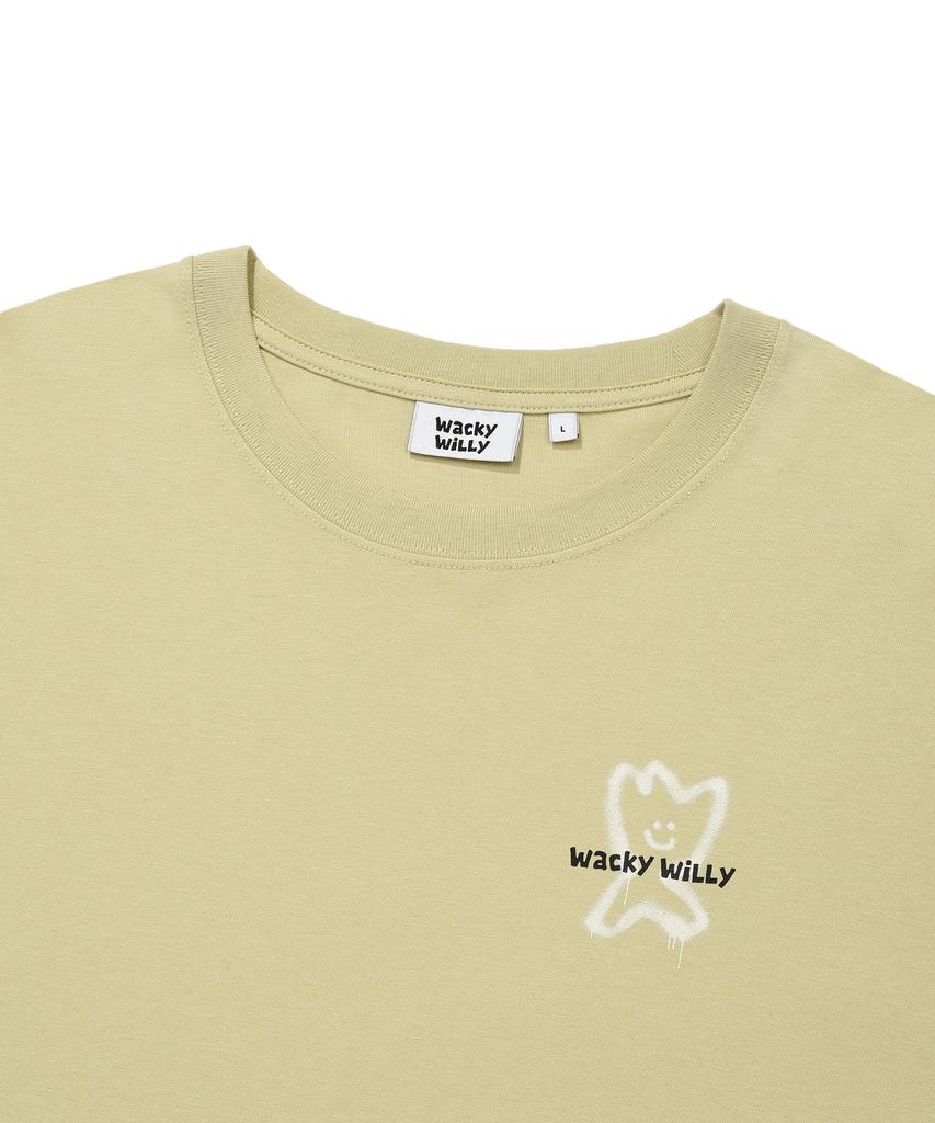 WACKY WILLY Kiki Line Typography Short Sleeve T-Shirt Yellow