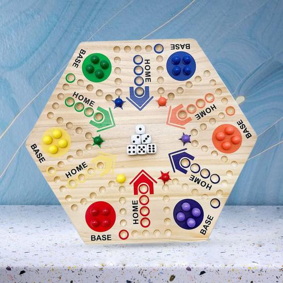 Двусторонняя летающая шахматная игра с мраморными кубиками для 4-6 игроков. Интерактивная летающая деревянная настольная игра для детей и взрослых. Развивающая игрушка.