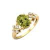 8X6MM Oval Peridot Gemstone 925 Sterling Silver Gold Plated Solitaire Vine-Inspired Women Wedding Ring