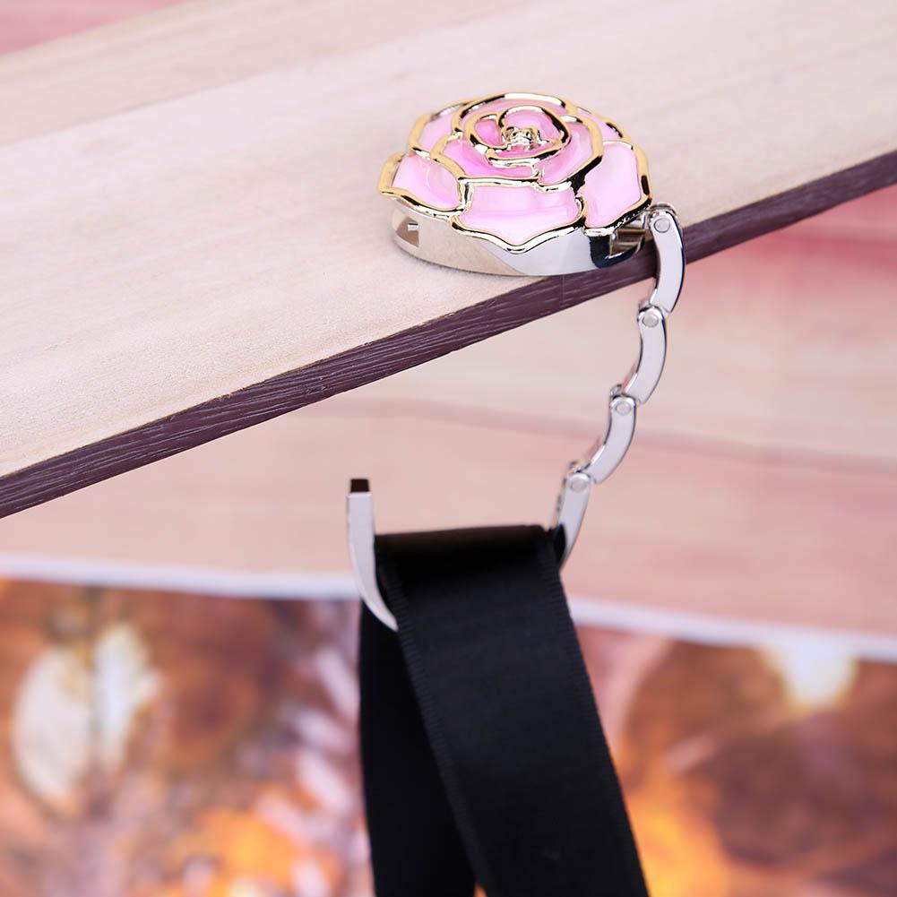 Металлическая вешалка с крючком, уникальный складной узор с розой, модный настольный крючок, 1 шт., кошелек из сплава, сумки, детали, аксессуары