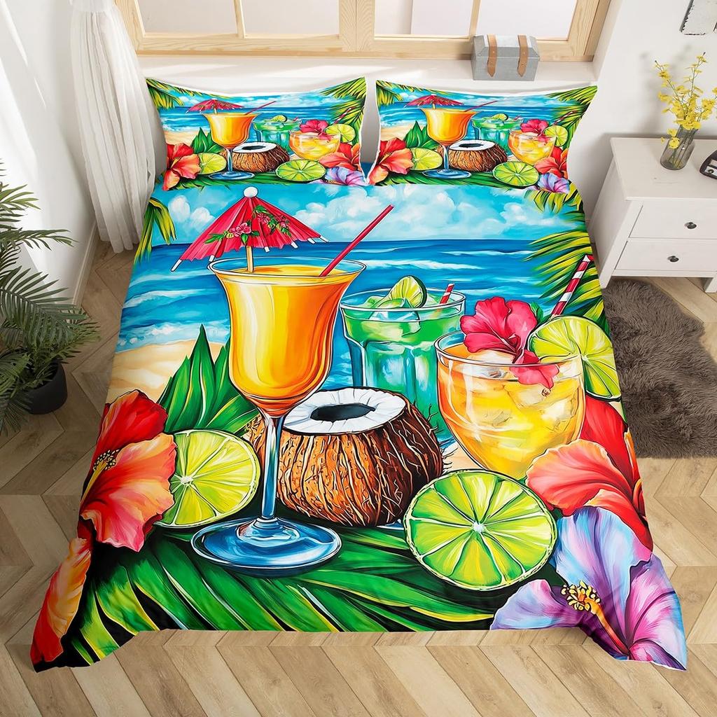 Juice Drink Duvet Cover Sets Queen King Lightweight Quilt Covers Bedroom Decor Cool Summer Themed Bedspread Covers No Comforter