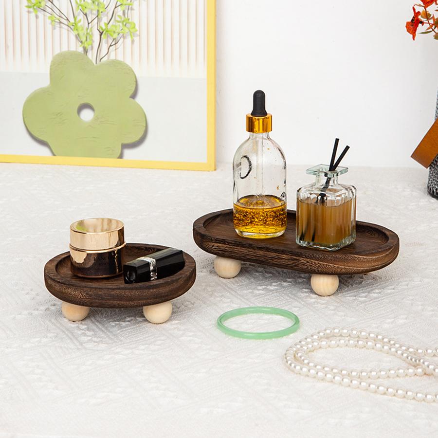 1pc Multi-functional Wooden Tray, Suitable for Aromatherapy, Key Storage, Etc. Elliptical Design