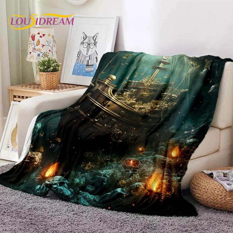 Ancient Pirate Ship Boat,Barque,Sailboa Soft Flannel Blanket,Throw Blanket Comfortable Blanket for Picnic Beds Sofa Home Bedroom