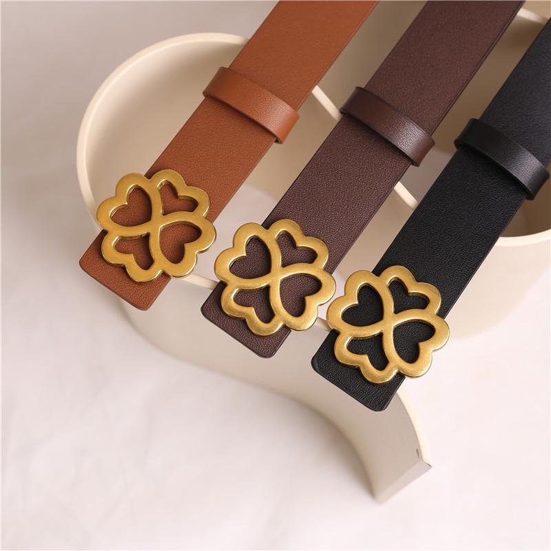 Women S Black Genuine Leather Belt Simple Versatile All Season
