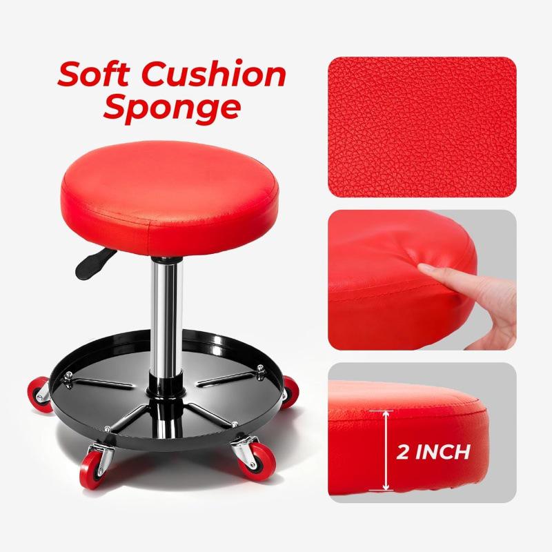 In-Stock Auto Repair Stool with Universal Wheels and Tool Tray