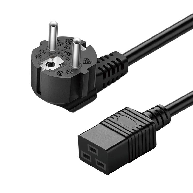 European Standard Pure Copper C19 PDU Server Power Cord, 3-Core, 1.5/2.5 Square, 1.5 Meters, for Industrial Computers