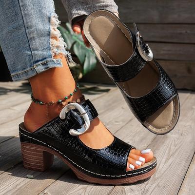 Большой размер крутые шлепанцы на высоком каблуке летняя мода повседневные толстый каблук рыбий рот крутые шлепанцы на высоком каблуке женские