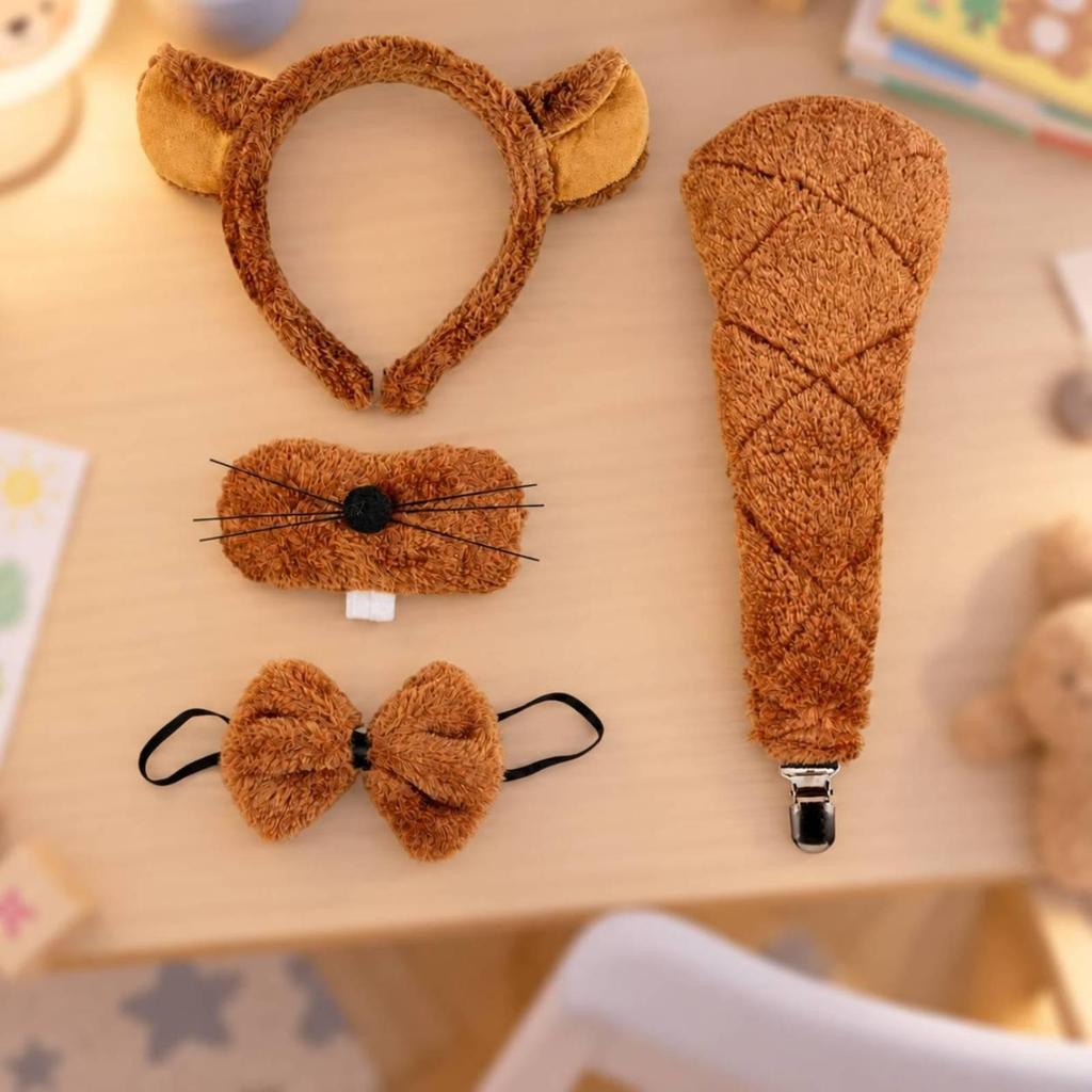 Gnawing Animal Costume Kit with Headband and Tail Soft Cozy Material