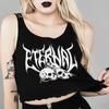 Sexy Punk Goth Crop Tops Women’s Summer Skull Print Vest Top Black White Fashion Round Neck Sleeveless Slim Tank Top Mujer