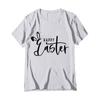Женская модная пасхальная принтованная повседневная плиссированная круглая футболка с коротким рукавом