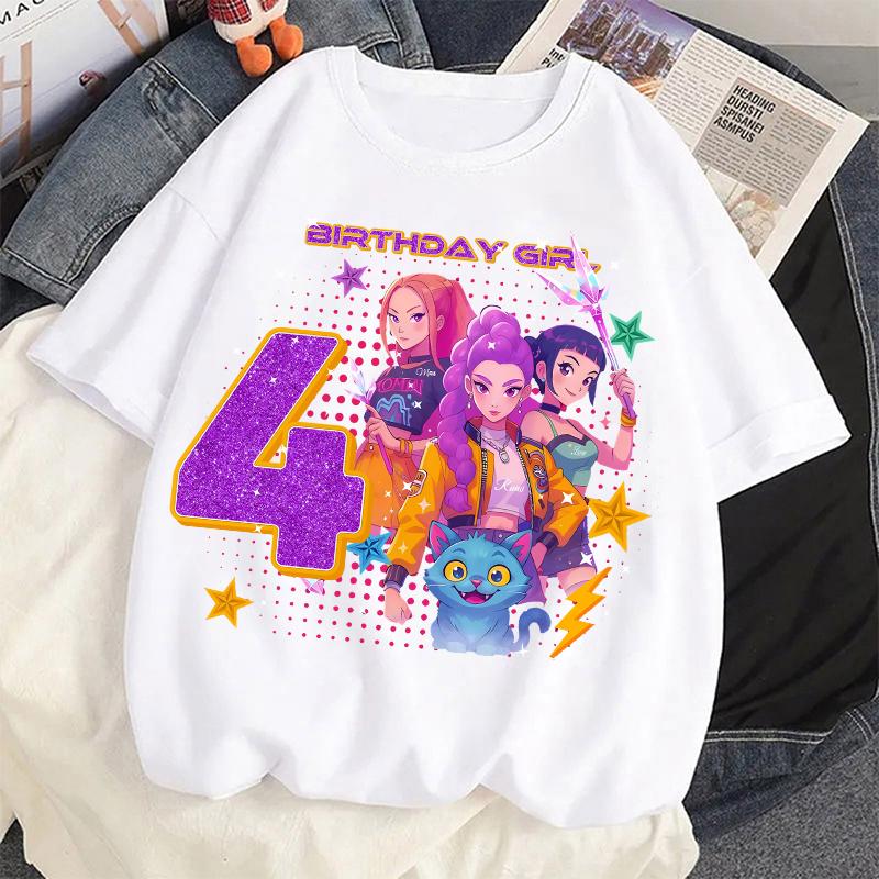 Kids T-Shirt Cartoon Birthday Number Graphic Print Boy and Girl Tees Top Summer Short Sleeve Casual Outdoor Kids Clothing