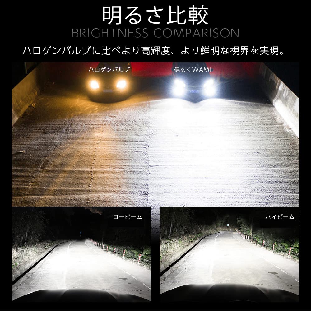 Shingen LED KIWAMI Headlight Fog Lamp Common Item 2 Lights Total Actual Value 12600LM Canceller High Power 55W Bulb H8/H9/H11/H16 Built-in