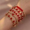 5Pcs/Set Gold Color Bohemian Beaded Bangle Ethnic Style Beach Jewelry Set  Valentine's Day