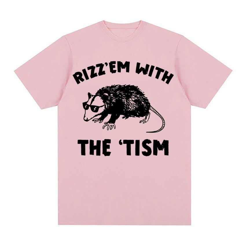 Funny Rizz Em with The Tism Rat Cute Meme Tee Shirt Unisex Women Fashion Casual Retro Tshirt ONeck 100 Cotton T Shirt Streetwear