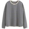 Women's Striped Sweatshirts, Spring and Summer, Thin Loose Cotton Tops, and Lazy Casual Jackets