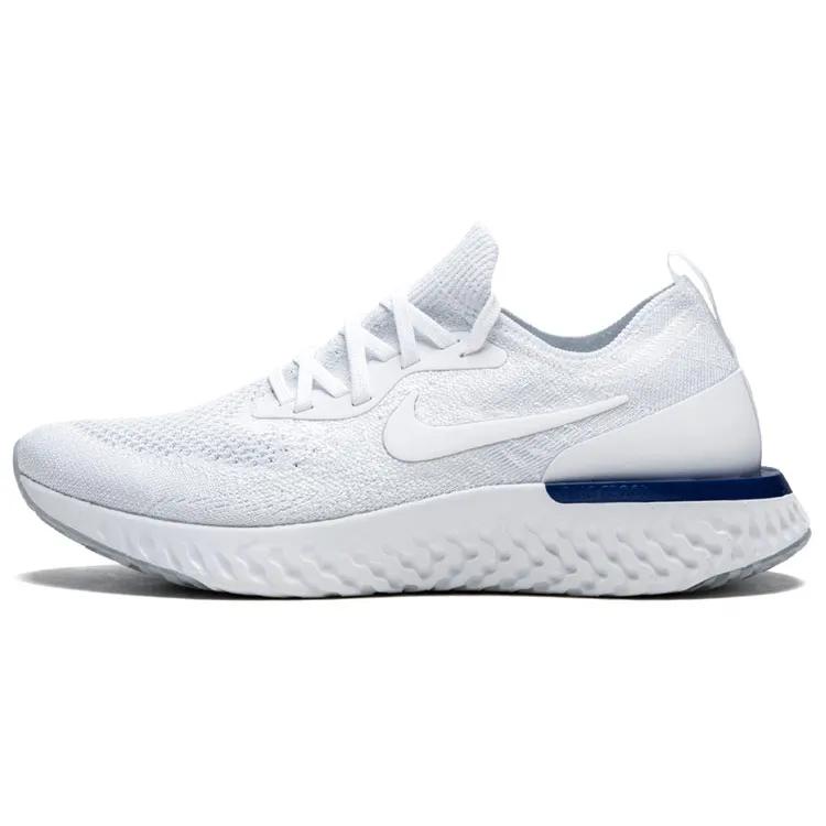 Nike Womens Epic React Flyknit 'White Racer Blue' (women's sizes) White / White-Racer Blue Running Shoes AQ0070 100
