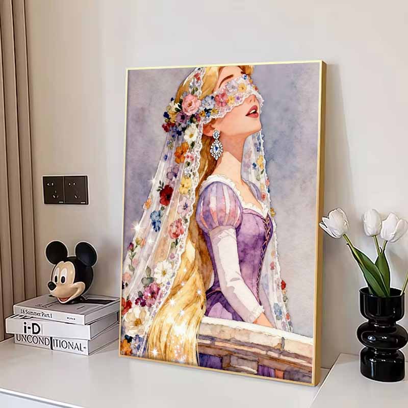 Disney 5D DIY Алмазная живопись Рапунцель Акварельная иллюстрация, Вышивка Мозаика Крестик Домашний декор Подарки Поделки