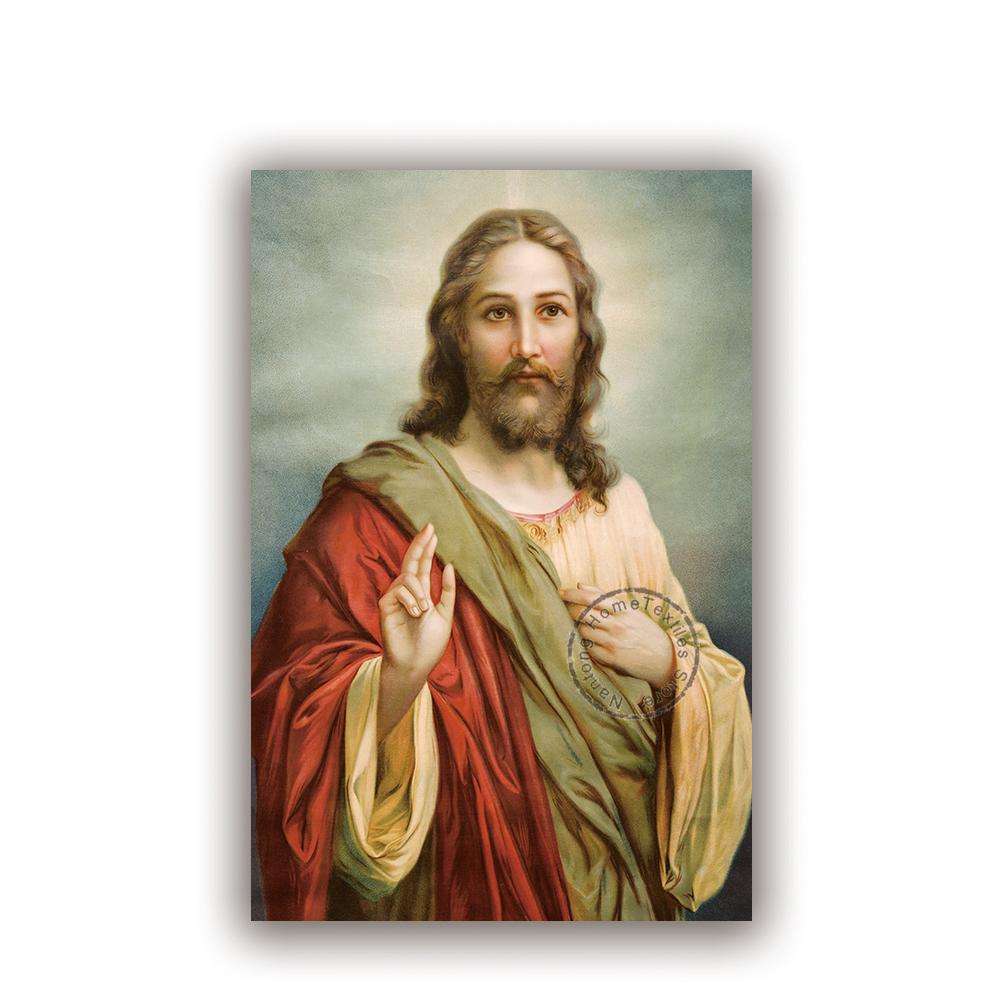 Христос Иисус Холст Картина Религиозный постер Священное Сердце Иисуса Настенная живопись Плакаты и принты Настенный постер Домашний декор