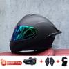 Full Face Motorcycle Helmet With External Bluetooth Module Men Women Large Rear Wing Sport Style DOT Approved