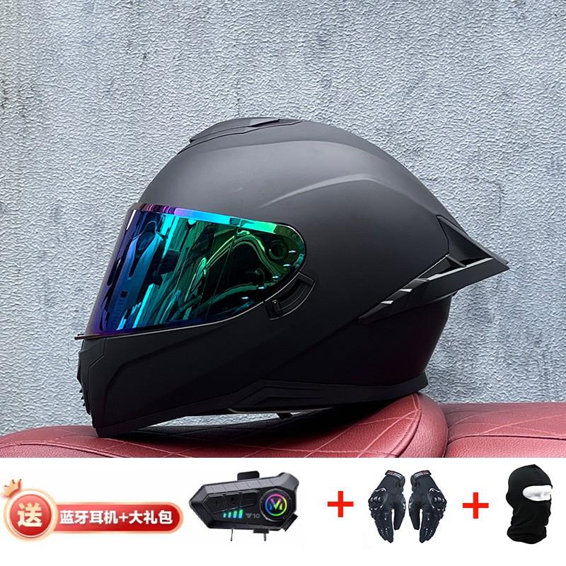Full Face Motorcycle Helmet With External Bluetooth Module Men Women Large Rear Wing Sport Style DOT Approved