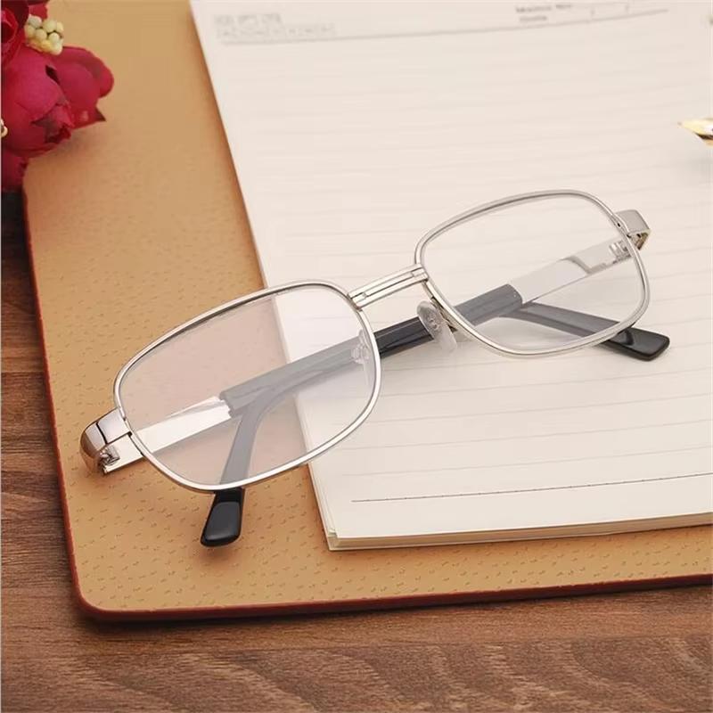 Classic Reading Glasses Women Men Metal Large Frame Crystal Eyeglasses Square Presbyopia High Definition Reader Eyewear
