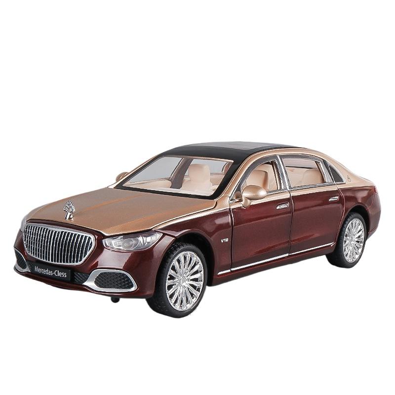 1/24 Benz Maybach S680 Alloy Car Diecast Metal Model Sound & Light Toy Car Central Control Ornaments Collect Kids Toys