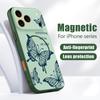 Чехол с узором из бабочек и бантов Для iPhone 17 Pro Max Чехол iPhone 16 15 14 13 Pro Max Магнитный Для Magsafe Гибридный Тонкий Матовый Чехол