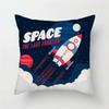Cartoon Astronaut & Rocket Spaceship Pillow Cover Decor Space Theme Cushion Case for Sofa Bedroom, Galaxy Print  Pillow Cover