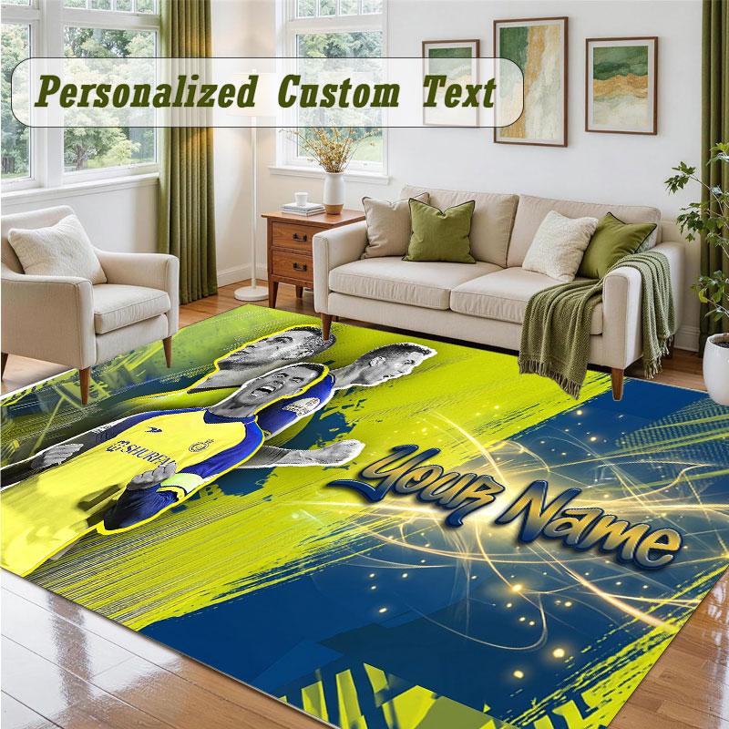 Crystal Velvet Square Rug Custom NameCristiano Ronaldo Pattern Non Slip Home Floor Decor Rug