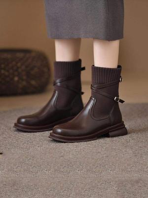 2025 осень новая мода платформа ботинки Мартин женская верхняя одежда повседневные универсальные повседневные носки ботинки британский стиль короткие ботинки