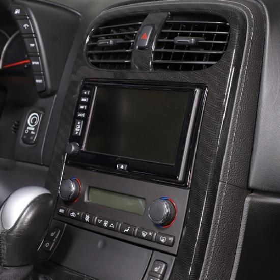 Glossy Piano Black Center Navigation Screen Trim Sticker For Corvette C6 2005-13