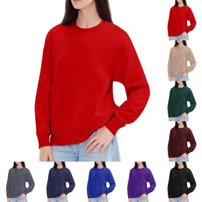 Женские топы с круглым вырезом, хлопковая женская повседневная модная блузка с длинным рукавом и круглым вырезом с карманами, пуловер