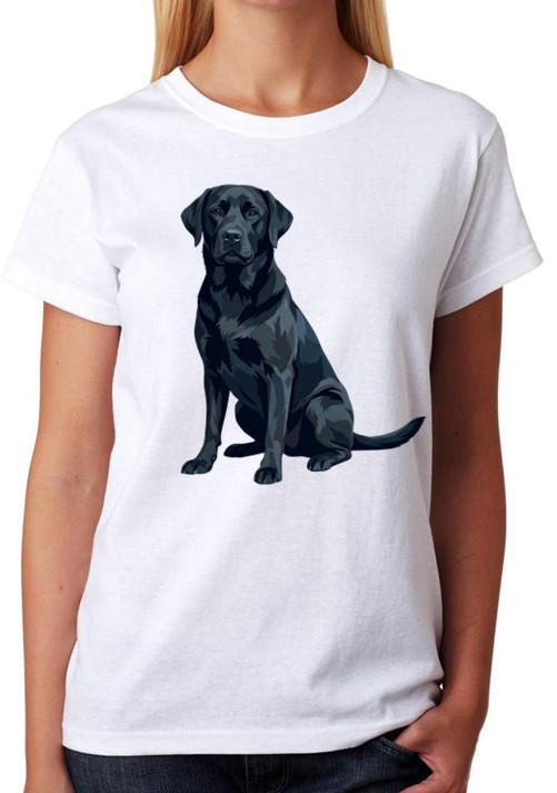 Black Labrador Retriever Dog T-Shirt Lab Pet Lover Animal Ladies Tee