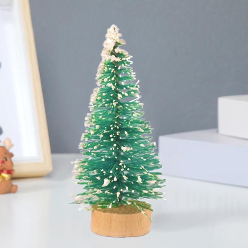 12pcs Mini Christmas Tree Artificial Sisal Frost Snow Pine Tree Christmas Decoration Xmas 2025 New Year Party Tabletop Ornaments