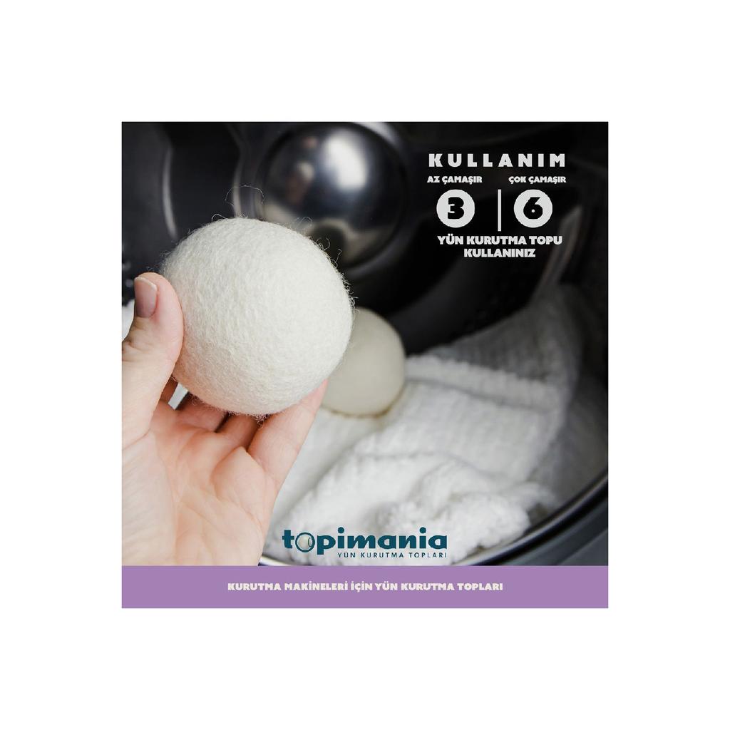 6 Pieces Xxl Natural Local Production (with Pouch Gift) Laundry Wool Dryer Ball - For Dryer