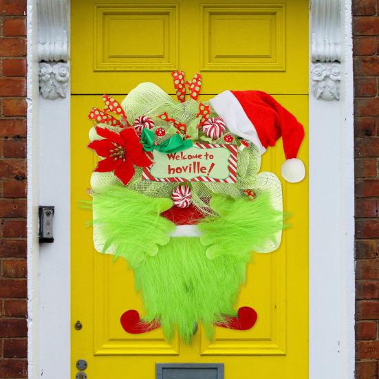 Christmas Pendant Vibrant Color Create Atmosphere with Hanging Rope Festive Plush Burlap Wreath Home Christmas Decoration