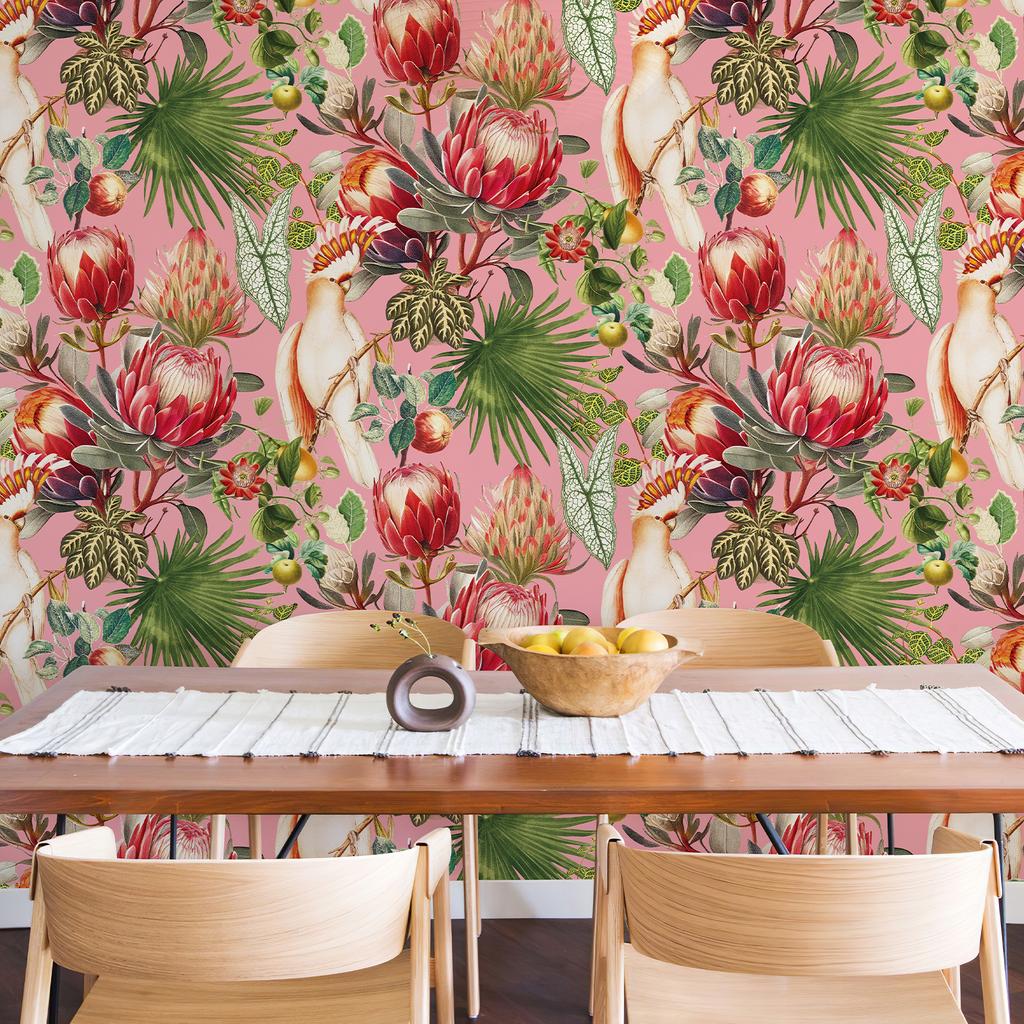 Розовый Цветок Монарх Классический Декор Комнаты Обои Шикарный Большой Цветок Виниловое Настенное Украшение Самоклеящаяся Виниловая Наклейка для Шкафа