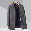 Winter Thickened Down Lining Woolen Coat Men's Mid-length Lapel Wool Coat Cashmere Double-sided Thick Windbreaker
