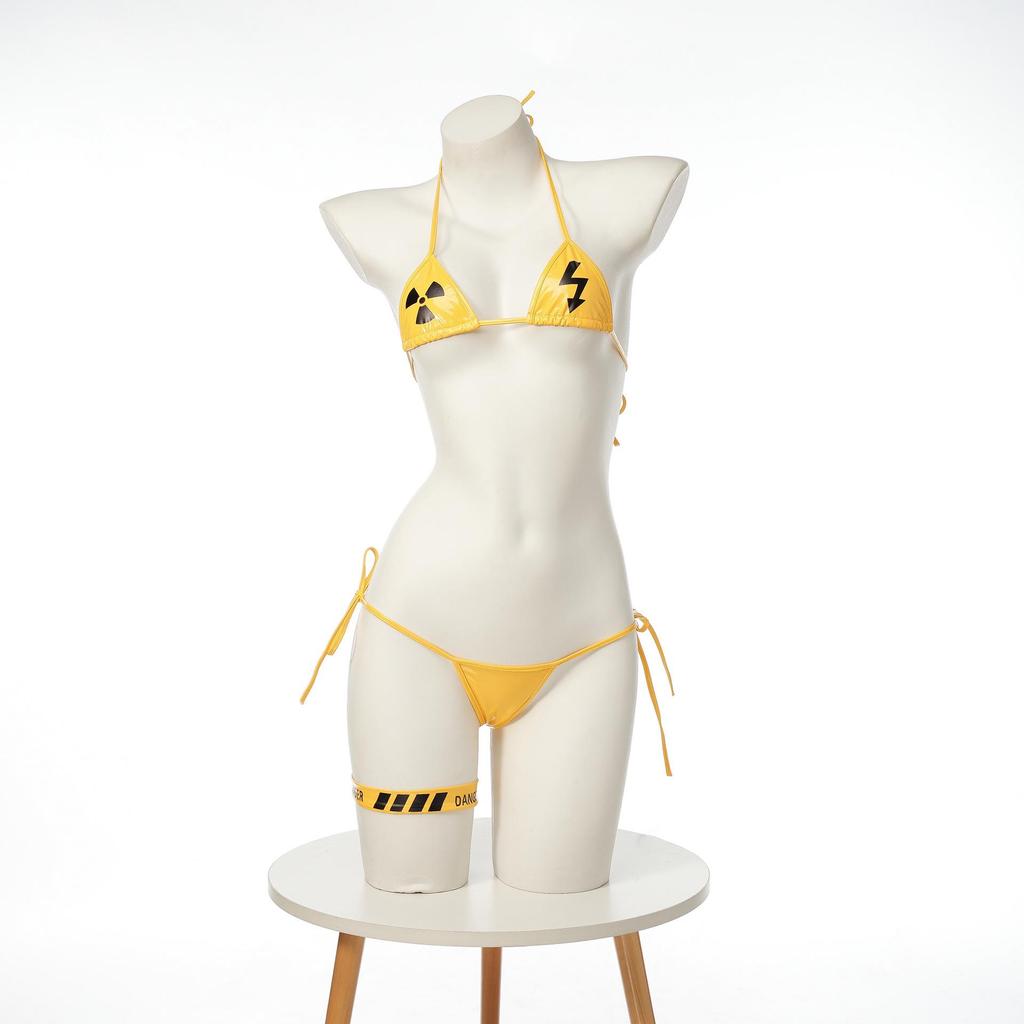 Cyber Leather Punk Style Three-Point Strap Bikini Lingerie C2100