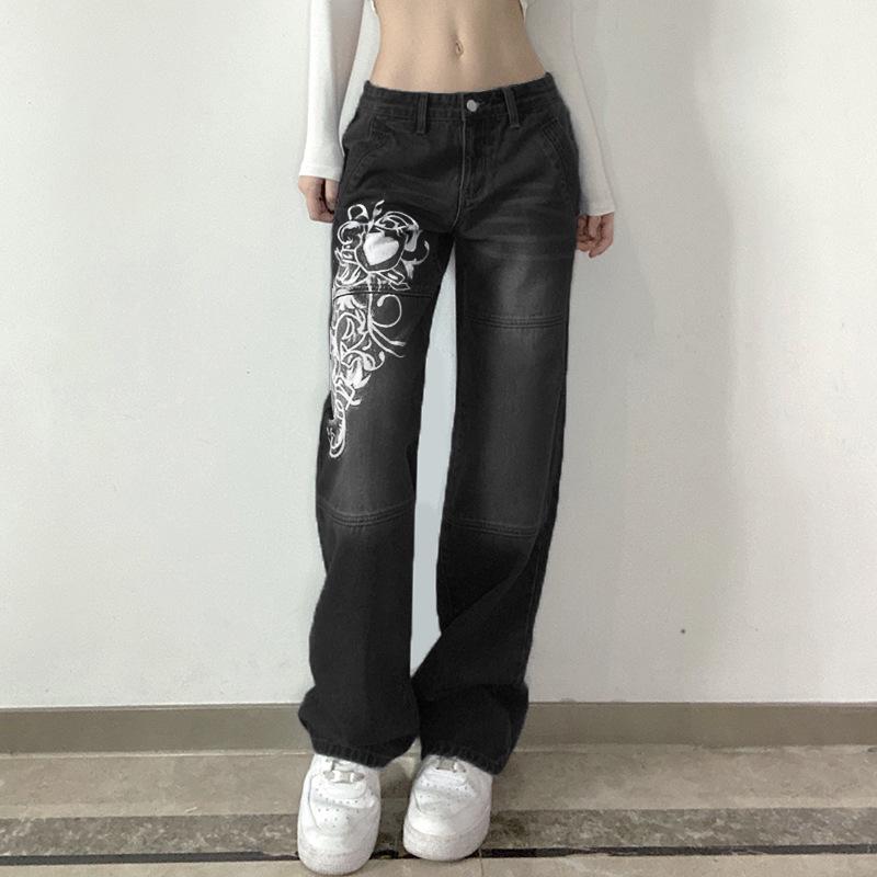 Vintage Straight Wide Leg Jeans Women Y2K Harajuku Casual Hip Hop Pants