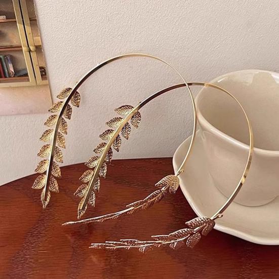 Женская повязка на голову Сверкающий дизайн листьев Золотая повязка Наряжать девочку Обруч для волос Легкий Праздничный аксессуар для волос